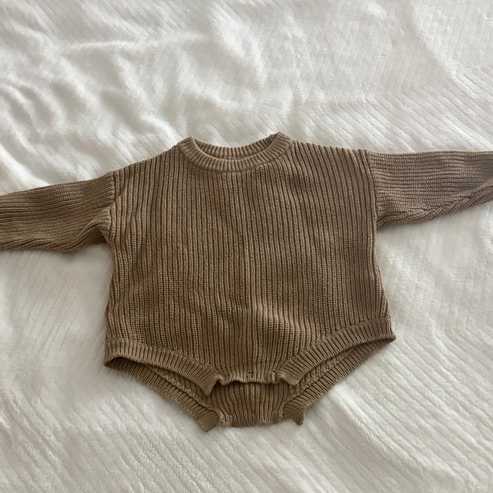 Cozy Brown Knit Baby One Piece